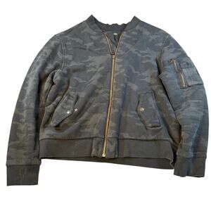 Hudson mens navy camo print bomber jacket. Size XL. shacket heavyweight full zip